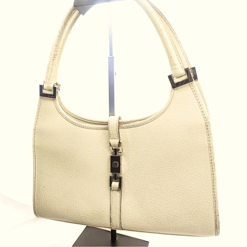 Vintage Gucci Jackie ivory leather handbag certified authentic